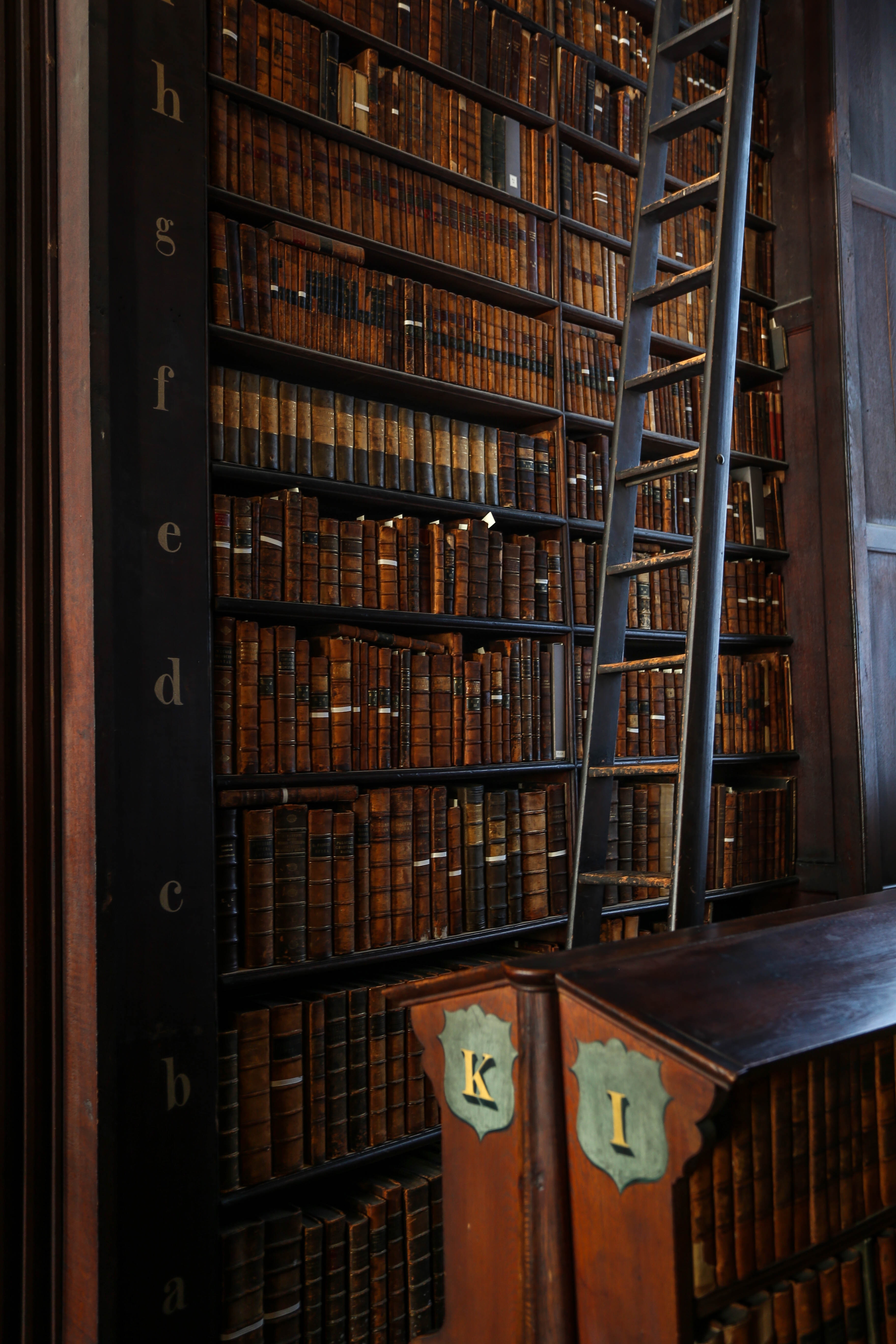 Bibliothèque ancienne avec une échelle