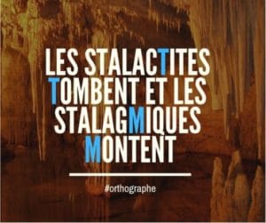 Moyen mnémotechnique pour différencier stalagmites et stalactites